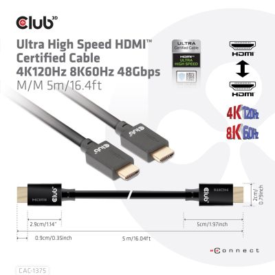 6. CLUB3D CAC-1375 kabel HDMI 5 m HDMI Typu A (Standard) Czarny