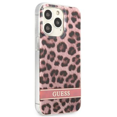 4. Etui Guess Leopard na iPhone 13 Pro / iPhone 13 - różowe