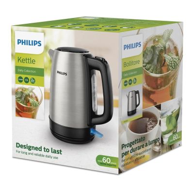 13. Philips Daily Collection Metalowy czajnik 1,7 l — pokrywka z mech. sprężynowym i wskaźnik