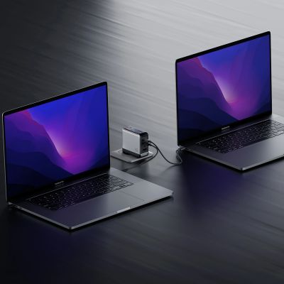 7. Ładowarka sieciowa Cuktech AD1204U 120 W z wyświetlaczem i kablem USB-C - srebrna