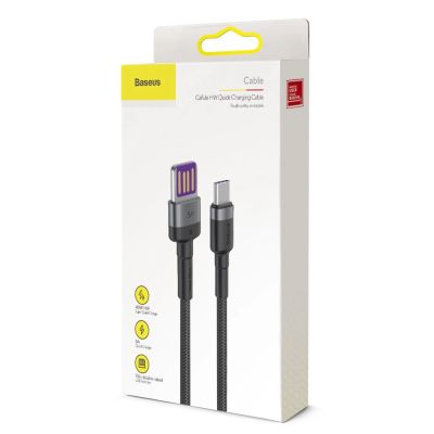 23. Baseus Cafule kabel przewód USB Typ C SuperCharge 40W Quick Charge 3.0 QC 3.0 1m szaro-czarny (CATKLF-PG1)
