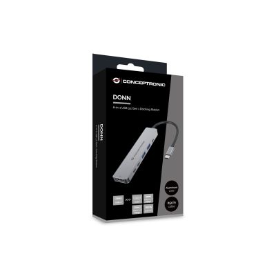 9. Conceptronic DONN33G stacja dokująca Przewodowa USB 3.2 Gen 1 (3.1 Gen 1) Type-C Srebrny