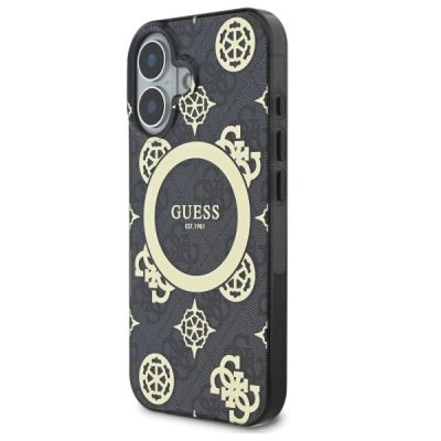 2. Etui Guess IML Peony On 4G Background MagSafe na iPhone 16 - czarne