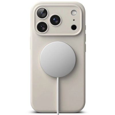 5. Etui Ringke Silicone Magnetic MagSafe na iPhone 17 Pro - beżowe