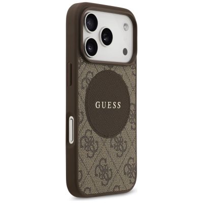 4. Etui Guess 4G Circle Classic Logo MagSafe na iPhone 17 Pro - brązowe
