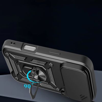 5. Etui Hybrid Armor Camshield na iPhone 17 Pro Max pancerne z podstawką i osłoną aparatu - czarne
