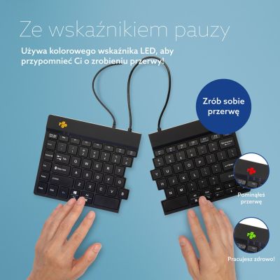 26. R-Go Tools Ergonomiczna klawiatura R-Go Split Break v2 z oprogramowaniem break, QWERTY_US, przewodowa, czarna