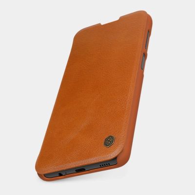 16. Nillkin Qin Case etui do Xiaomi Redmi Note 11 Pro+ (China) / Redmi Note 11 Pro (China) / Mi11i HyperCharge osłona na aparat kabura pokrowiec obudowa z klapką brązowy
