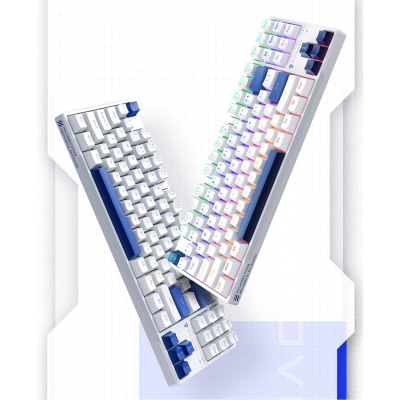 8. Klawiatura gamingowa Machenike K500B-B87 przewodowa mechaniczna podświetlana Red Switch - biała
