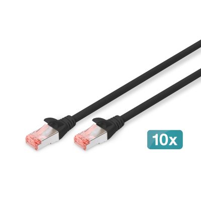 Kabel krosowy (patch cord) RJ45-RJ45, kat.6, S/FTP, AWG 27/7, LSOH, 2m, czarny, 10szt
