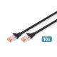 Kabel krosowy (patch cord) RJ45-RJ45, kat.6, S/FTP, AWG 27/7, LSOH, 2m, czarny, 10szt