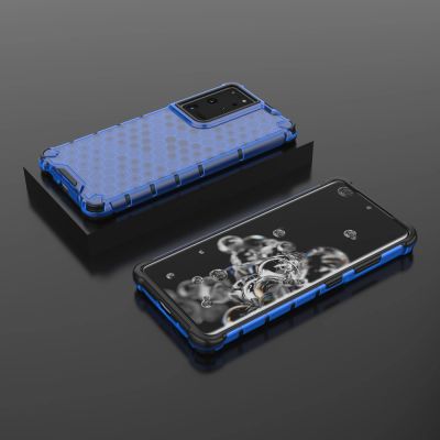13. Honeycomb etui pancerny pokrowiec z żelową ramką Samsung Galaxy S22 Ultra niebieski