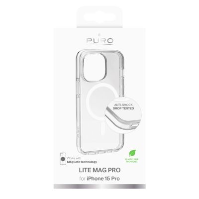 2. Puro Cover in PC+TPU+TPE with integrated magnets "LITE MAG PRO" for iPhone 15 Pro, white color