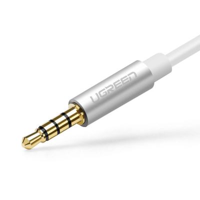 6. Ugreen kabel przewód rozdzielacz słuchawkowy 3,5 mm mini jack AUX mikrofon 20cm (mikrofon + wyjście stereo) srebrny (30619)