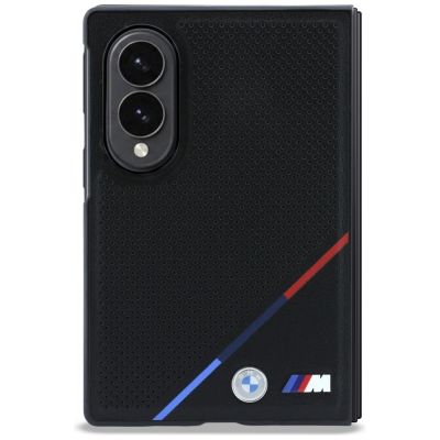 2. Etui BMW M Leather Perforated Tricolor Stripe Metal Logos MagSafe na Samsung Galaxy Z Fold 8 - czarne