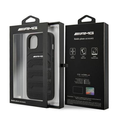 8. Etui AMG Leather Debossed Lines na iPhone 14 Plus - czarne