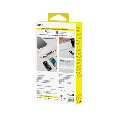 5. Powerbank Baseus EnerFill FC41 20000mAh 100W z wyświetlaczem cyfrowym z dwoma wbudowanymi kablami USB-C - beżowy