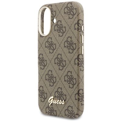 6. Etui Guess 4G Script MagSafe na iPhone 17 - brązowe