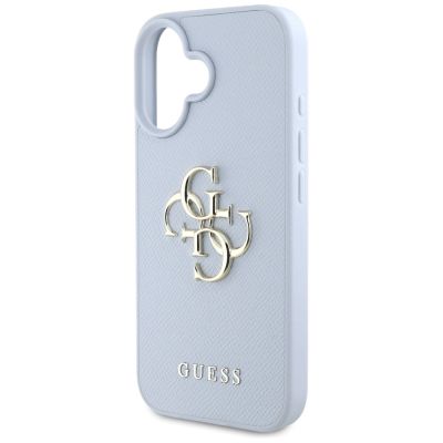 6. Etui Guess Grained Big 4G Logo Small Classic Logo na iPhone 16 - niebieskie