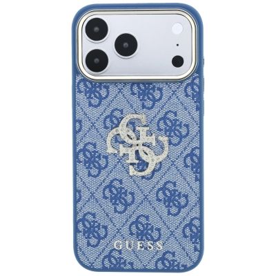 3. Etui Guess 4G & Big Strass Logo na iPhone 18 Pro / 17 Pro - niebieskie