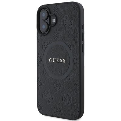 2. Etui Guess Saffiano Peony Classic Logo MagSafe na iPhone 16 - czarne