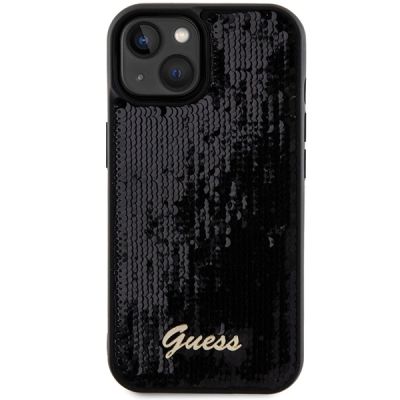 3. Etui Guess Sequin Script Metal na iPhone 14 / 15 / 13 - czarne