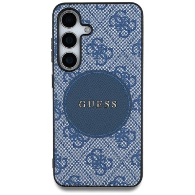 3. Etui Guess 4G Round Patch Classic Logo MagSafe do Samsung Galaxy S25 Plus niebieski