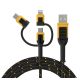 Kabel USB Dewalt USB-A - USB-C + microUSB + Lightning 1.8 m Czarny (DXMA131-1356-DWG)
