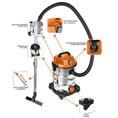 NEO TOOLS ODKURZACZ 1400W 30L