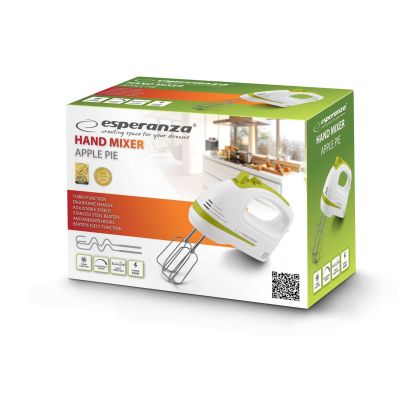 10. Mikser ręczny Esperanza Apple Pie EKM011 (400W; kolor biały)