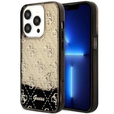 Etui Guess Liquid Glitter 4G Transculent na iPhone 14 Pro - czarne