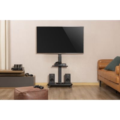 5. GEMBIRD STOJAK PODŁOGOWY NA TELEWIZOR, MOBILNY NA KÓŁKACH (OBROTOWY/UCHYLNY), 32" - 75", CZARNY
