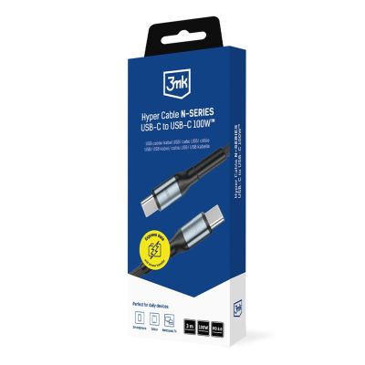 8. Kabel 3mk Hyper Cable N-SERIES USB-C / USB-C 3m PD 3.0 QC 3.0 20V / 5A 100W - czarny