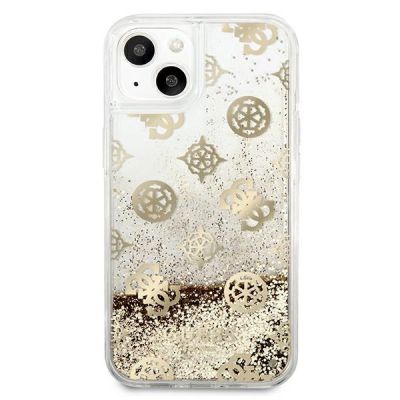 3. Etui Guess Peony Liquid Glitter na iPhone 13 mini - złote