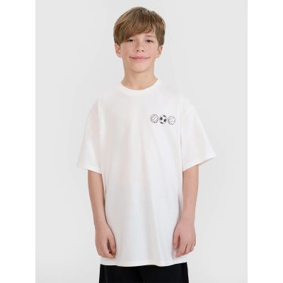 T-shirt oversize z nadrukiem chłopięcy 4F 4FJRSS25TTSHM2640-11S