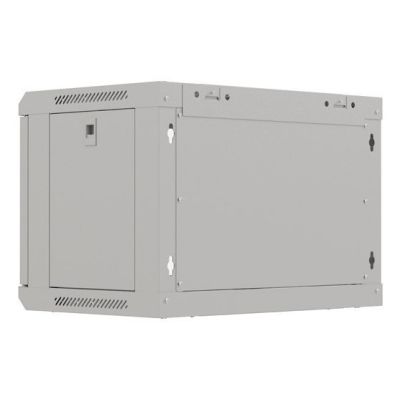 13. Szafa instalacyjna rack wisząca 19" 6U 540x350 szara drzwi przeszklone Lanberg (Flat Pack)