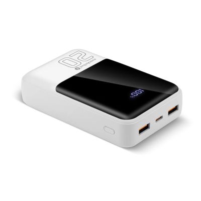 2. EVERACTIVE POWERBANK 20 000MAH, 2X USB, 1X USB-C 22,5W, QC4+, WYŚWIETLACZ LCD, BIAŁY EB-20Q