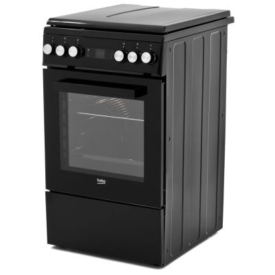 8. Kuchnia gazowo-elektryczna BEKO FSE52321DBD | termoobieg | grill | czyszczenie parą | czarny