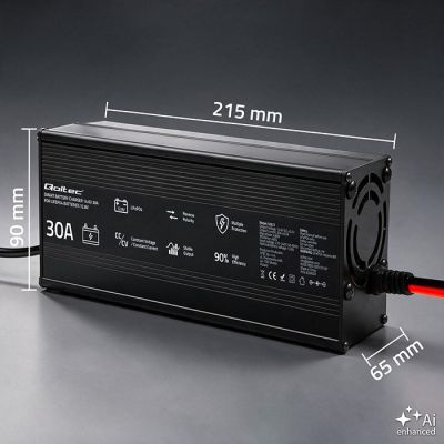 5. Qoltec Specjalistyczna ładowarka do akumulatora LiFePO4 12V | 30A | PF 0.9 | LED | Inteligentne ładowanie