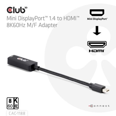 4. CLUB3D CAC-1188 adapter kablowy 0,09 m Mini DisplayPort HDMI Czarny
