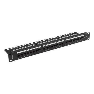 2. Patch panel 24 port 1U 19" kategoria 6A UTP z organizerem kablowym czarny LANBERG