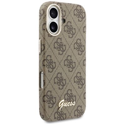 4. Etui Guess 4G Script MagSafe na iPhone 17 - brązowe