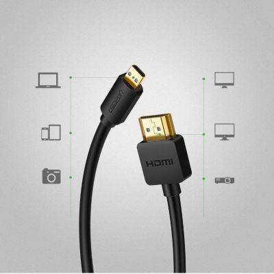 9. Ugreen kabel przewód HDMI - micro HDMI 19 pin 2.0v 4K 60Hz 30AWG 1,5m czarny (30102)
