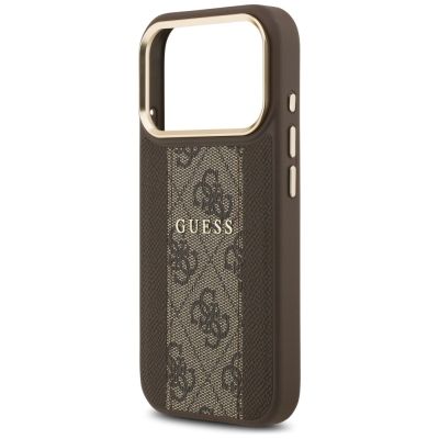 6. Etui Guess 4G Stripe MagSafe na iPhone 17 Pro - brązowe