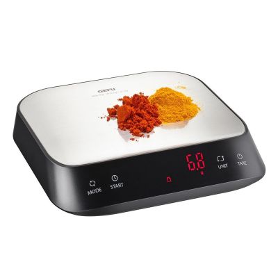 Elektroniczna waga kuchenna GEFU PREZISO czarna, stal nierdzewna, Blat prostokąt