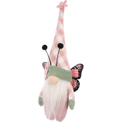 8. SKRZAT GNOM MOTYL RÓŻOWY 25CM DEKORACJA WIOSENNA