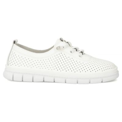2. Skórzane półbuty damskie ażurowe białe Filippo DP7671