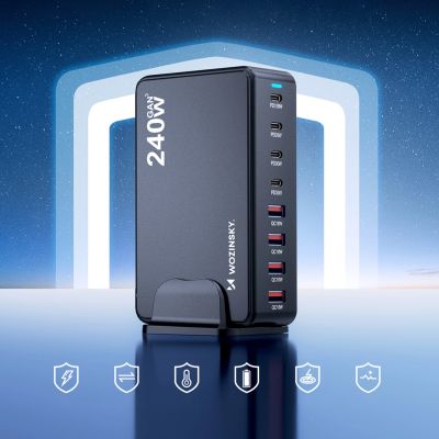 8. Stacja ładująca Wozinsky 240W GaN QC3 - czarna