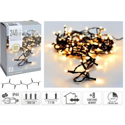 13. LAMPKI CHOINKOWE ŁAŃCUCH ŚWIETLNY 240 LED TIMER CIEPŁY BIAŁY