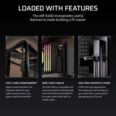 12. Obudowa Corsair AIR 5400 LX-R LINK Tempered Glass Mid-Tower, Black